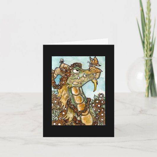 De Draak Notecard van de bloem Kaart (Voorkant)