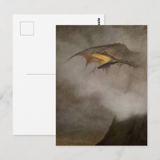 “De draak ontwaakt” van Theodor Kittelsen Briefkaart (Voorkant / Achterkant)