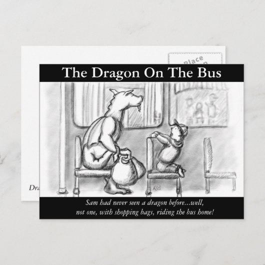 De draak op de bus. briefkaart (Voorkant / Achterkant)