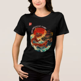 De draak van de Crimson Sun Tri-Blend Shirt