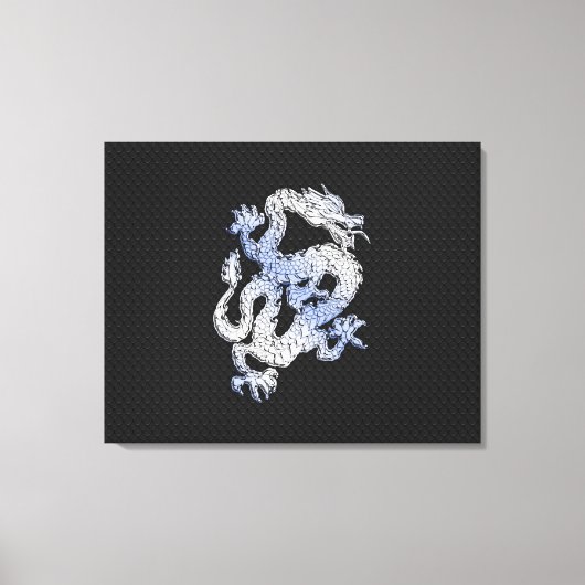 De Draak van de Stijl van het Chrome over de Zwart Canvas Afdruk (Voorkant)