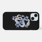 De Draak van de Stijl van het Chrome over de Zwart iPhone 15 Case (Achterkant horizontaal)