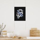 De Draak van de Stijl van het Chrome over de Zwart Poster (Keuken)