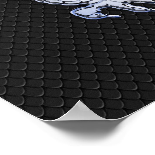 De Draak van de Stijl van het Chrome over de Zwart Poster (Hoek)