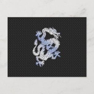 De Draak van de Stijl van het Chroom in Zwarte Sla Briefkaart