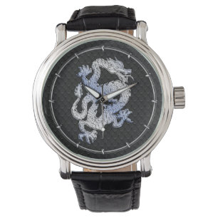 De Draak van de Stijl van het Chroom in Zwarte Sla Horloge