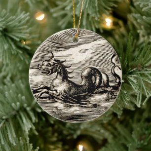 De Draak van het zee van de Wereldkaart van de Keramisch Ornament