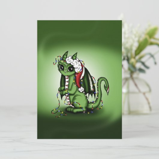 De Draak van Kerstmis Feestdagenkaart (Staand voorkant)