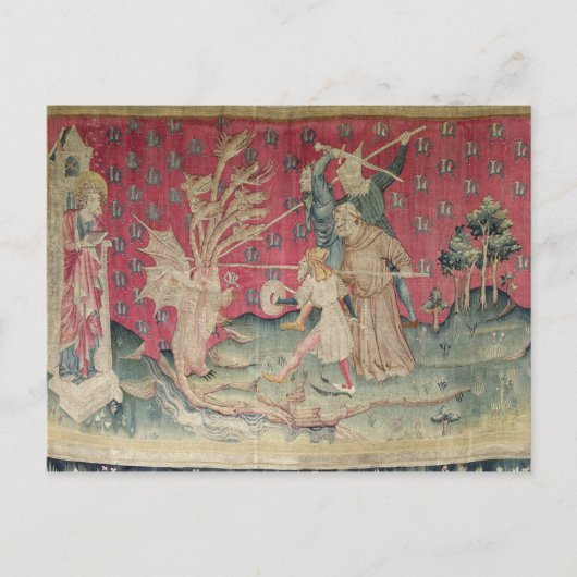 De draak vecht met de dienaren van God Briefkaart (Voorkant)