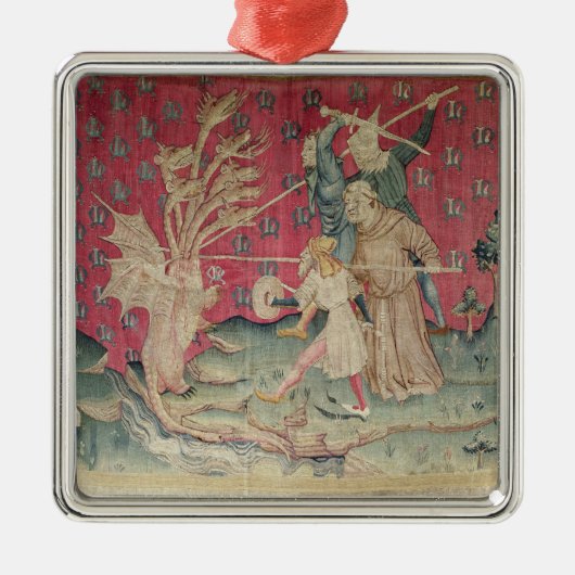 De draak vecht met de dienaren van God Metalen Ornament (Voorkant)