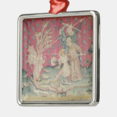 De draak vecht met de dienaren van God Metalen Ornament (Links)