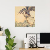 “De draak ving de koningin” door Arthur Rackham Poster (Thuiskantoor)