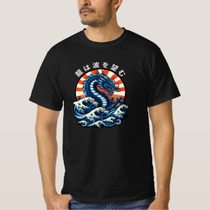 De draak zoekt de golven (龍は波を望む) t-shirt