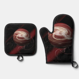 De draden van de kosmos ovenwant & pannenlap set