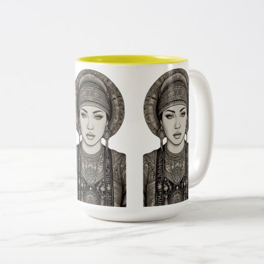 De draden van de traditie tweekleurige koffiemok (Voorkant rechts)