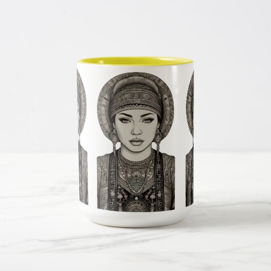 De draden van de traditie tweekleurige koffiemok (Center)