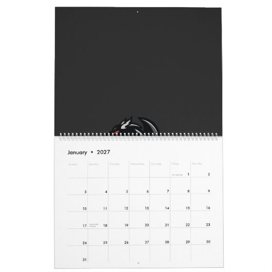 De Dragon logo op een zwarte achtergrond Kalender (Jan 2027)