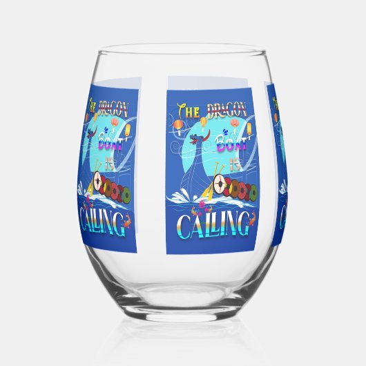 De Drakenboot roept Wijnglas Zonder Voet (Voorkant)