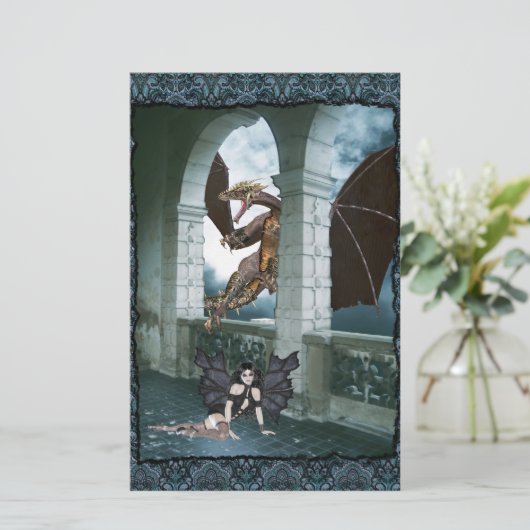 De drakenluier briefpapier (Staand voorkant)