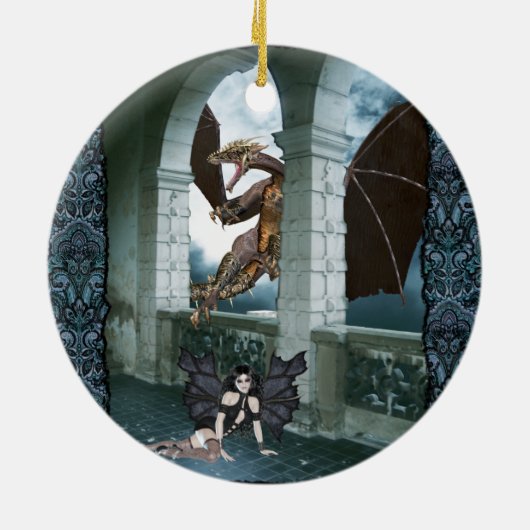 De drakenluier keramisch ornament (Achterkant)