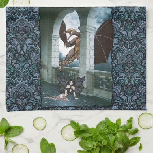 De drakenluier theedoek (Gevouwen)