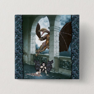 De drakenluier vierkante button 5,1 cm