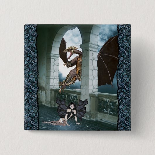 De drakenluier vierkante button 5,1 cm (Voorkant)