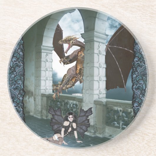 De drakenluier zandsteen onderzetter (Voorkant)