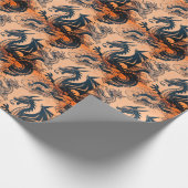 De Drakenoorlog Oranje Luchten Cadeaupapier (Hoek)