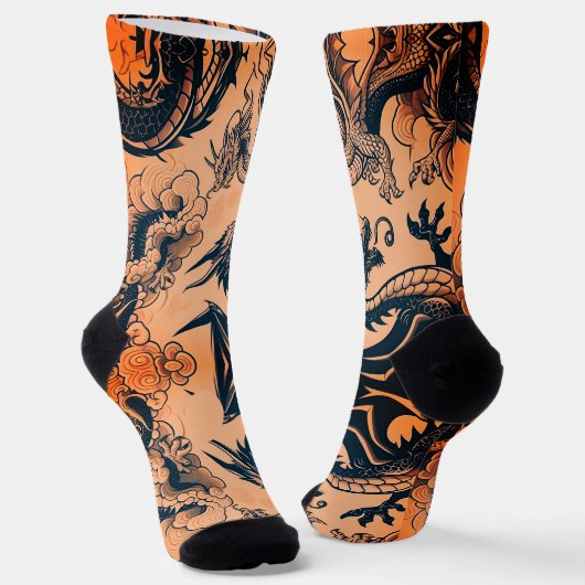 De Drakenoorlog Oranje Luchten Sokken (Gebogen)