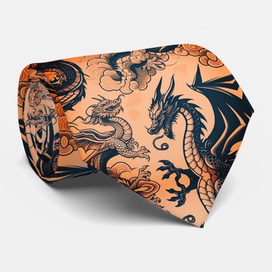 De Drakenoorlog Oranje Luchten Stropdas (Opgerold)