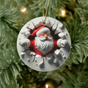 De dramatische kerstmuurbreuk van de kerstman keramisch ornament