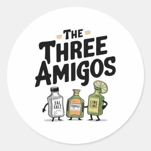 De drie Amigos Cinco de Mayo Tequila Salt en Li Ronde Sticker (Voorkant)