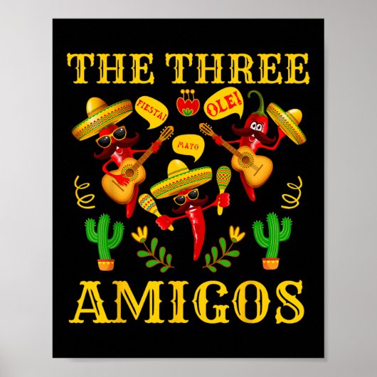 De drie amigo's - grappige chili Cinco de Mayo Poster (Voorkant)