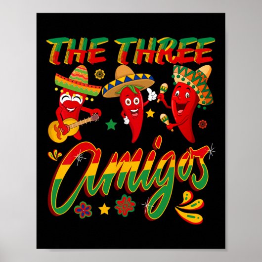 De drie amigo's - grappige chili Cinco de Mayo Poster (Voorkant)