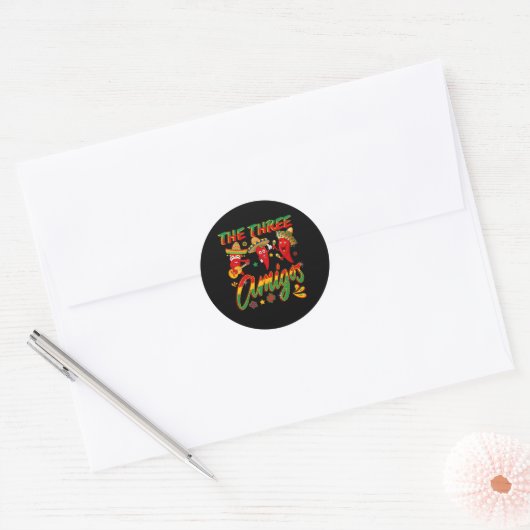 De drie amigo's - grappige chili Cinco de Mayo Ronde Sticker (Envelop)