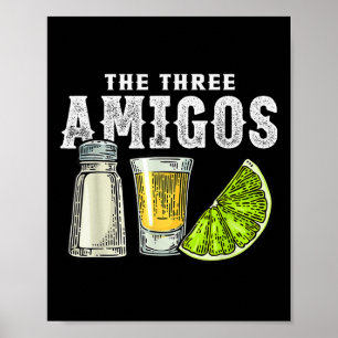 De drie Amigos Limoen zout Tequila Grappig Cinco d Poster