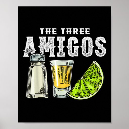 De drie Amigos Limoen zout Tequila Grappig Cinco d Poster (Voorkant)