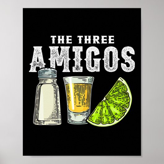 De drie Amigos Limoen zout Tequila Grappig Cinco d Poster (Voorkant)