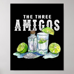 De drie Amigos Limoen zout Tequila Grappig Cinco d Poster
