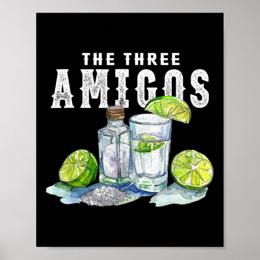 De drie Amigos Limoen zout Tequila Grappig Cinco d Poster (Voorkant)