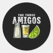 De drie Amigos Limoen zout Tequila Grappig Cinco d Ronde Sticker (Voorkant)