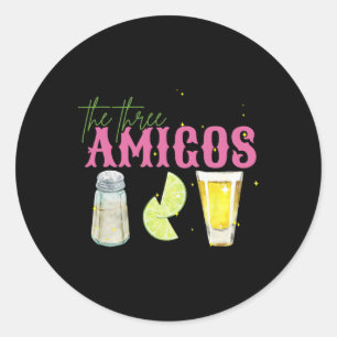 De drie Amigos Limoen zout Tequila Grappig Cinco d Ronde Sticker