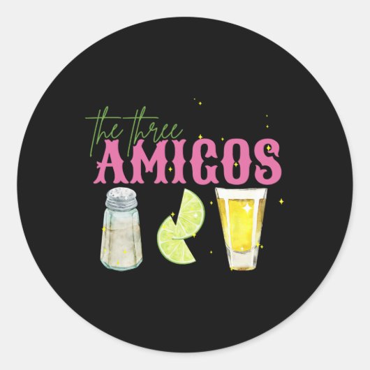 De drie Amigos Limoen zout Tequila Grappig Cinco d Ronde Sticker (Voorkant)