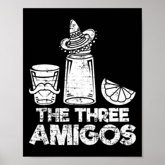De Drie Amigos Shirt Tequila Limoen zout Mannen Vr Poster (Voorkant)