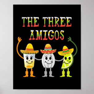 De drie Amigos T Shirt Tequila zout Limoen Cinco D Poster