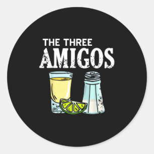 De drie Amigos Tequila Limoen Salt Party Humor Ronde Sticker