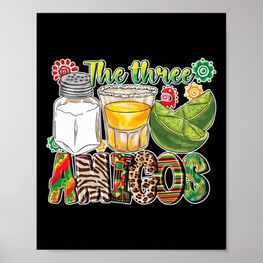 De drie Amigos Tequila Salt Limoen Cinco de Mayo Poster (Voorkant)
