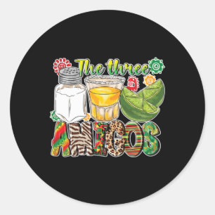De drie Amigos Tequila Salt Limoen Cinco de Mayo Ronde Sticker