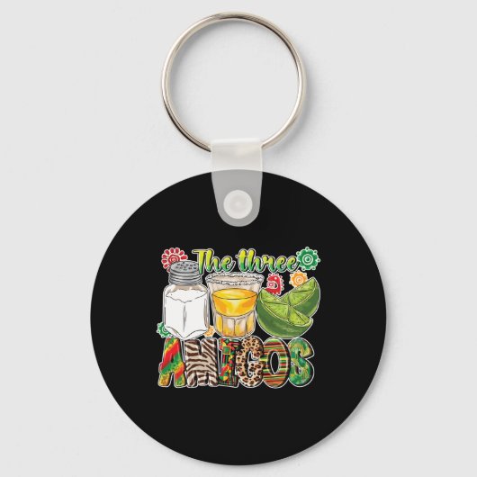 De drie Amigos Tequila Salt Limoen Cinco de Mayo Sleutelhanger (Voorkant)